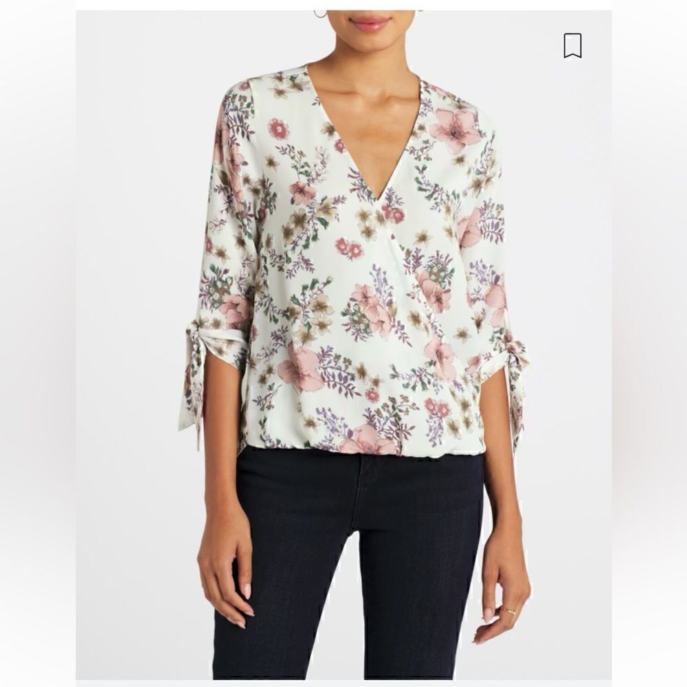 West K | Allan Surplice Hi Lo Floral Blouse | MEDIUM